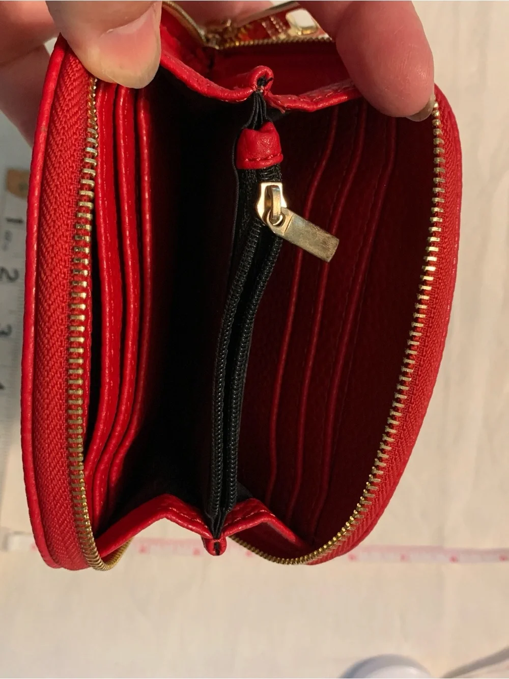 Steve Madden Red Pebbled Coin Wallet with Gold Hardware